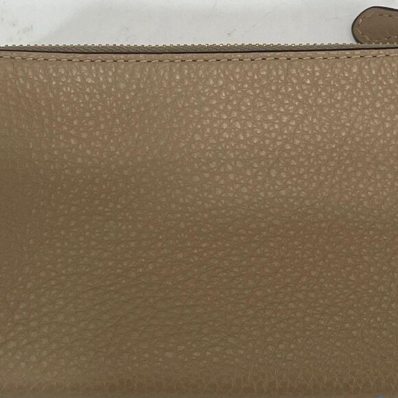 Coach with COA  Double Corner Zip Wristlet Leather Card Wallet Taupe - Picture 8 of 9